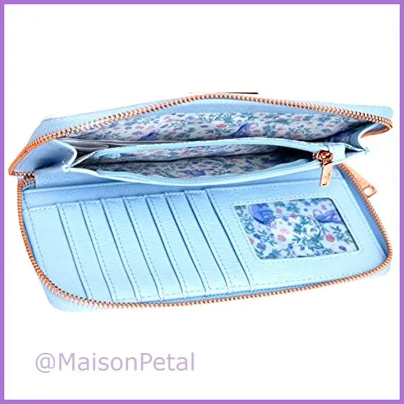 Faux Leather Zip Around Clutch Wallet with Multiple Card Slots
